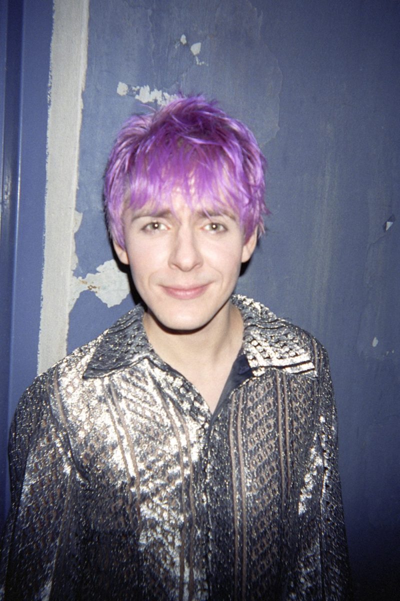 Musician Nick Rhodes of Duran Duran with purple hair New York 1992