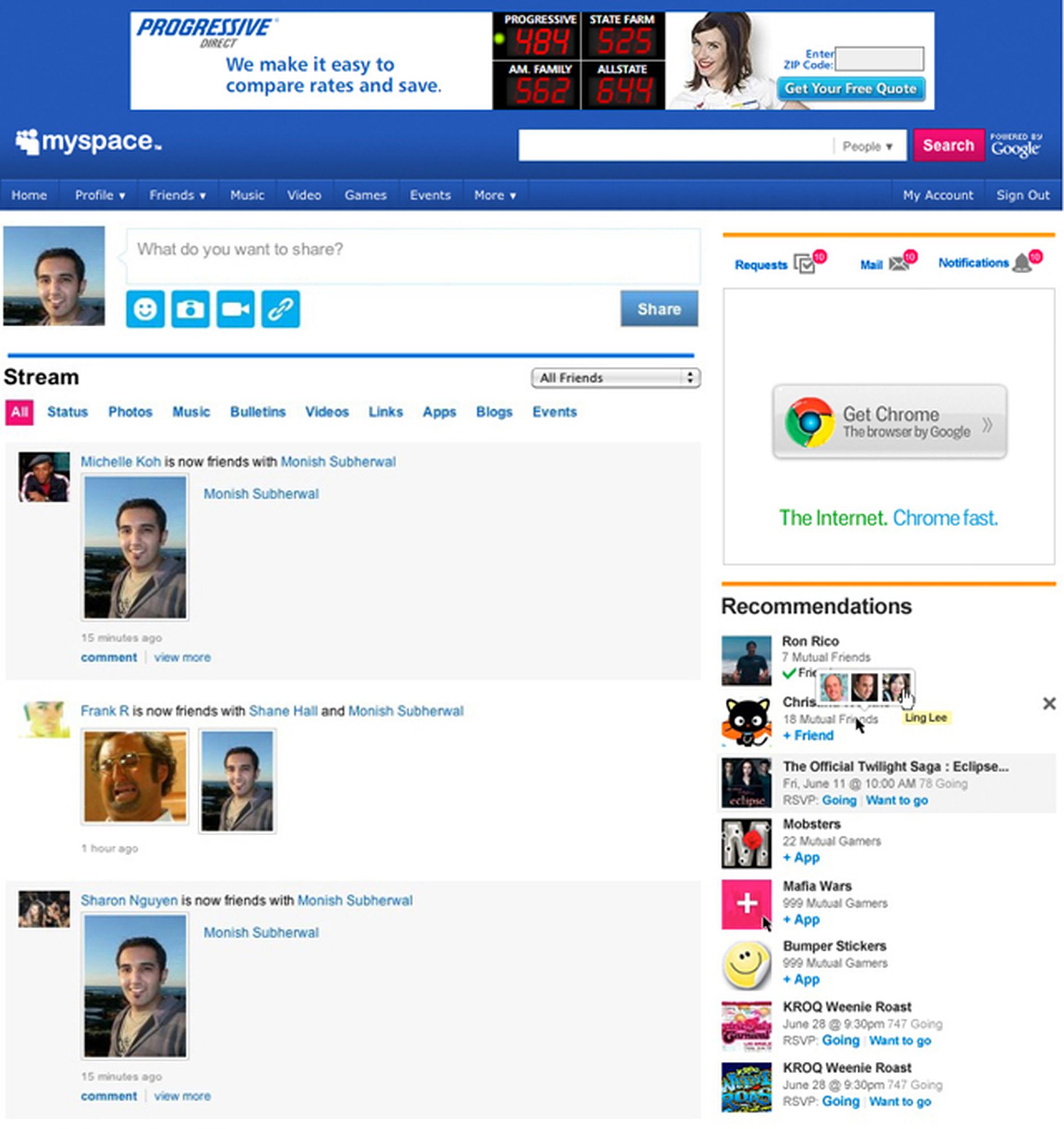 the 2010 Myspace redesign