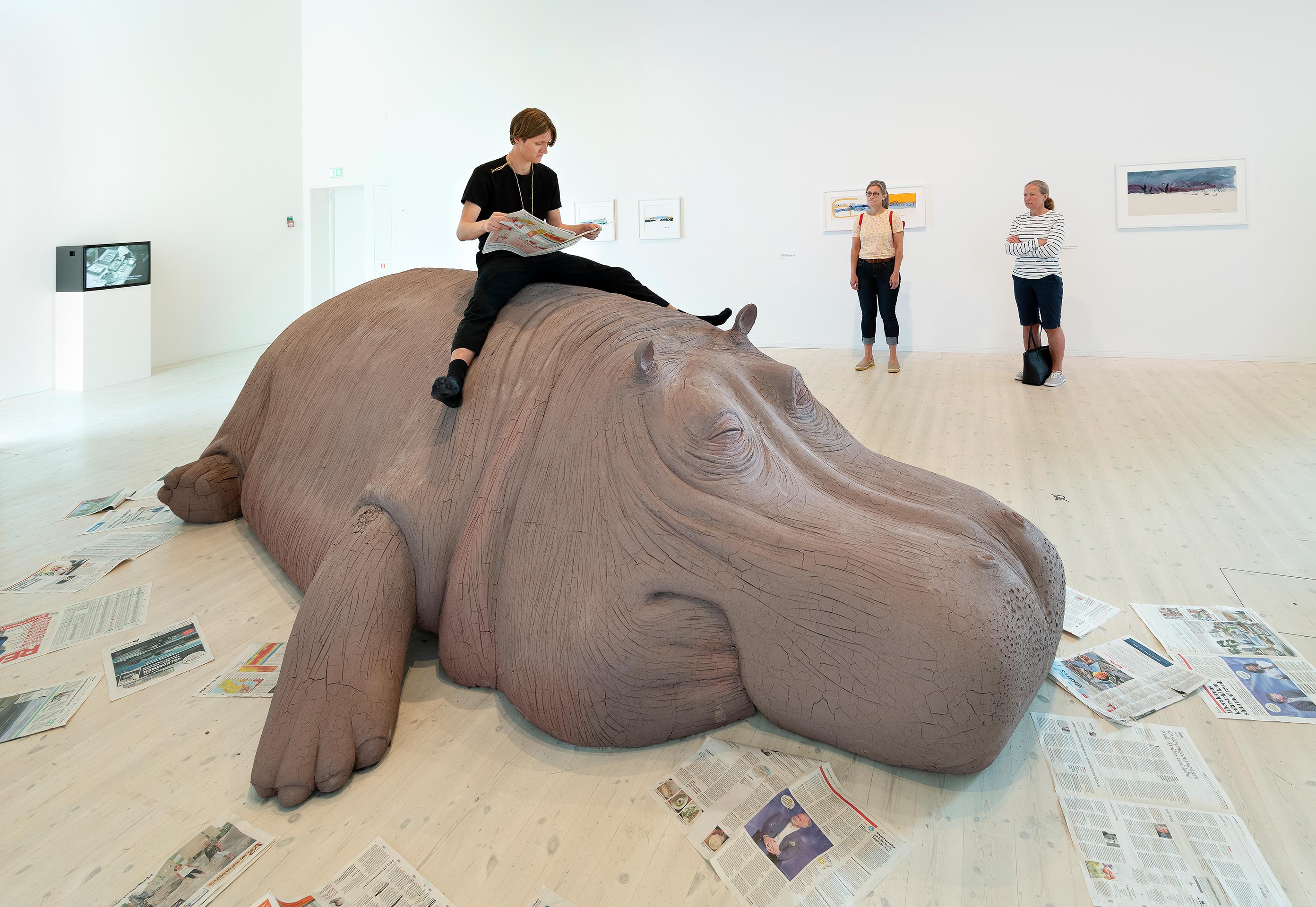 Allora & Calzadilla, Hope Hippo, 2005. Installation shot, Å®mea. Installation views from Animalesque Art Across Species and Beings at Bildmuseet (2019). Photo by Mikael Lundgren