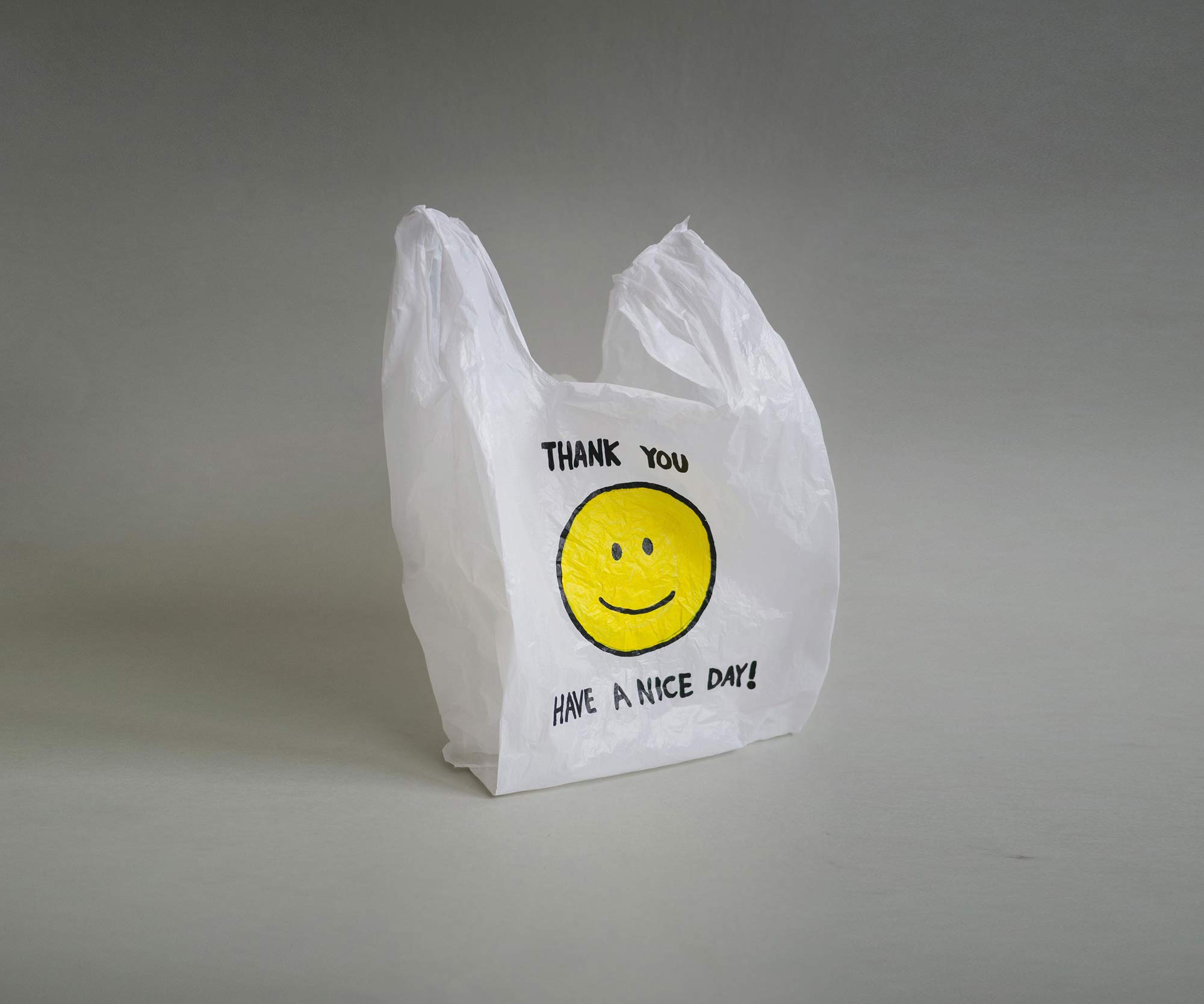 Michikazu Matsune, Hand Painted Smiley Plastic Bag, 2015
