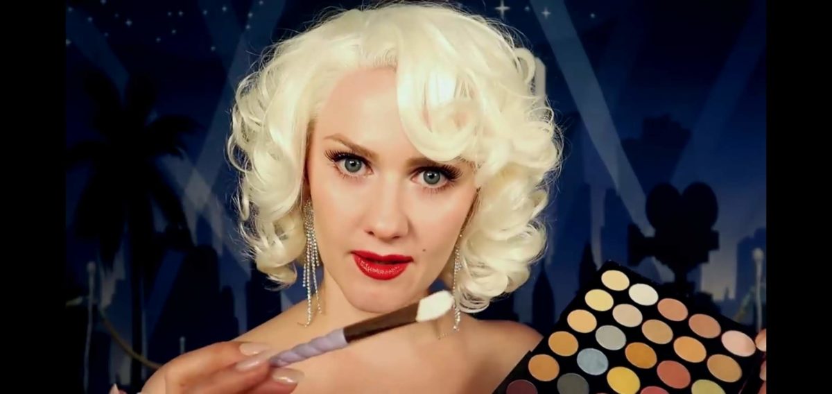 Gentle Whispering, Still from ASMR Marilyn Monroe Does Your Makeup, 2019. Via Youtube