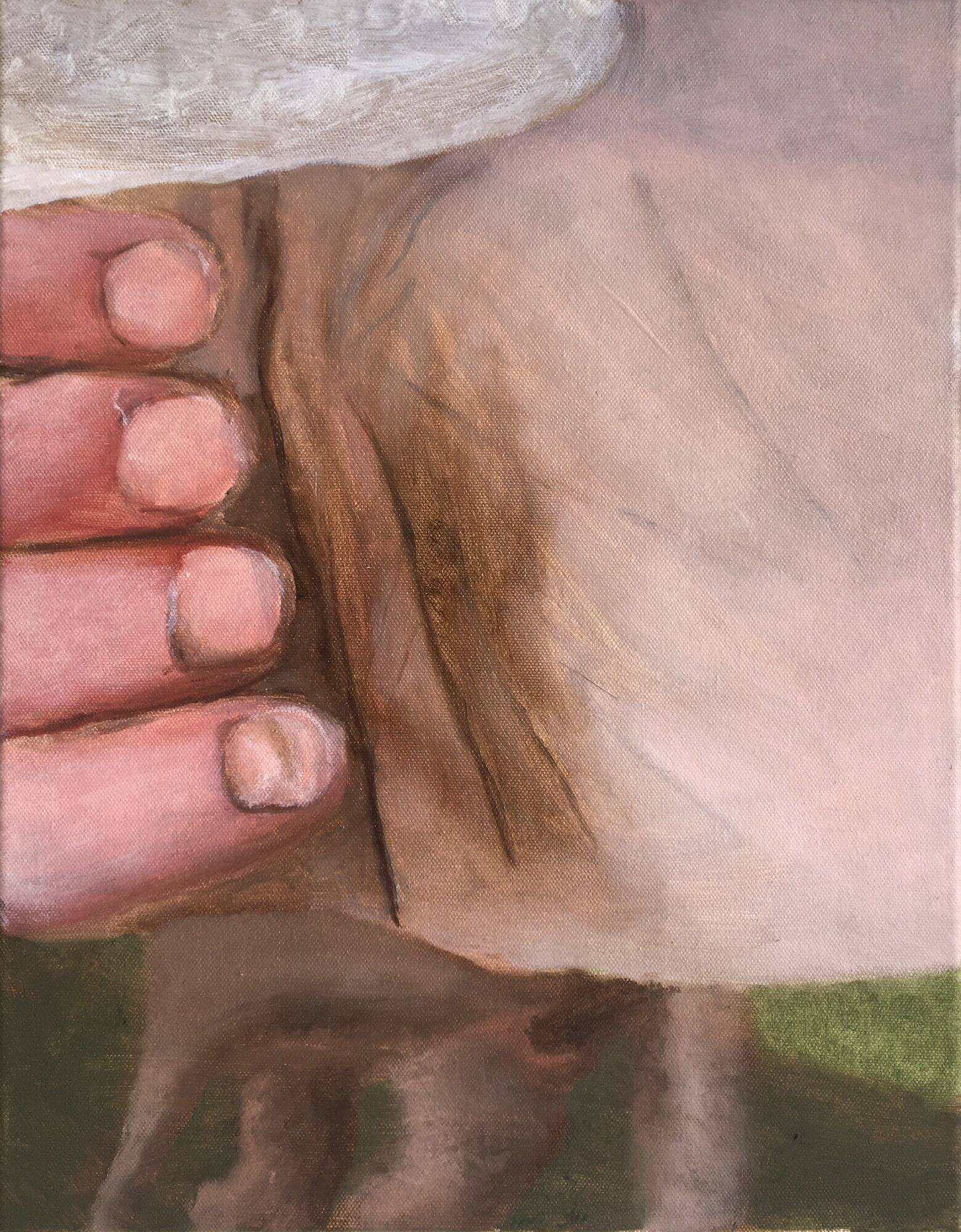 Luke Samuel, Bite, 2020, oil and canvas, 35 x 45 x 2 cm - ELEPHANT