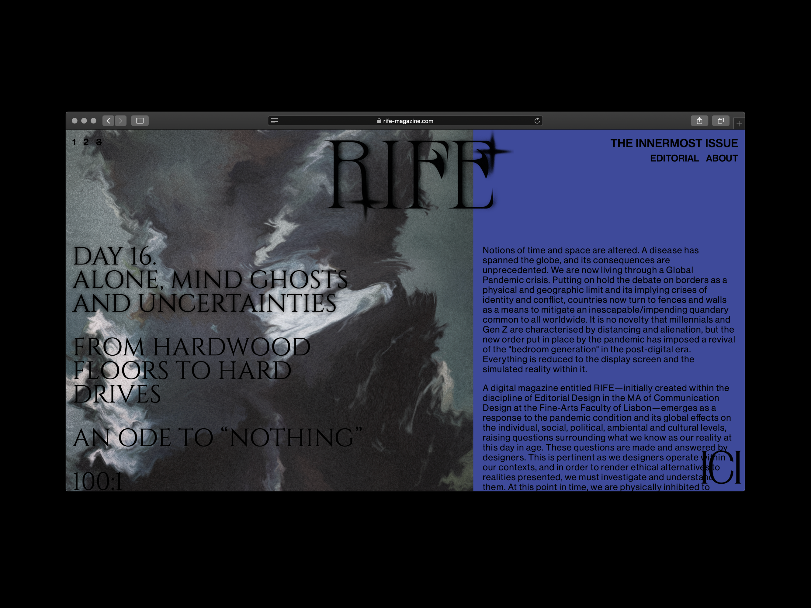 Rife magazine issue 1, screen shot, from Hiatus Collective