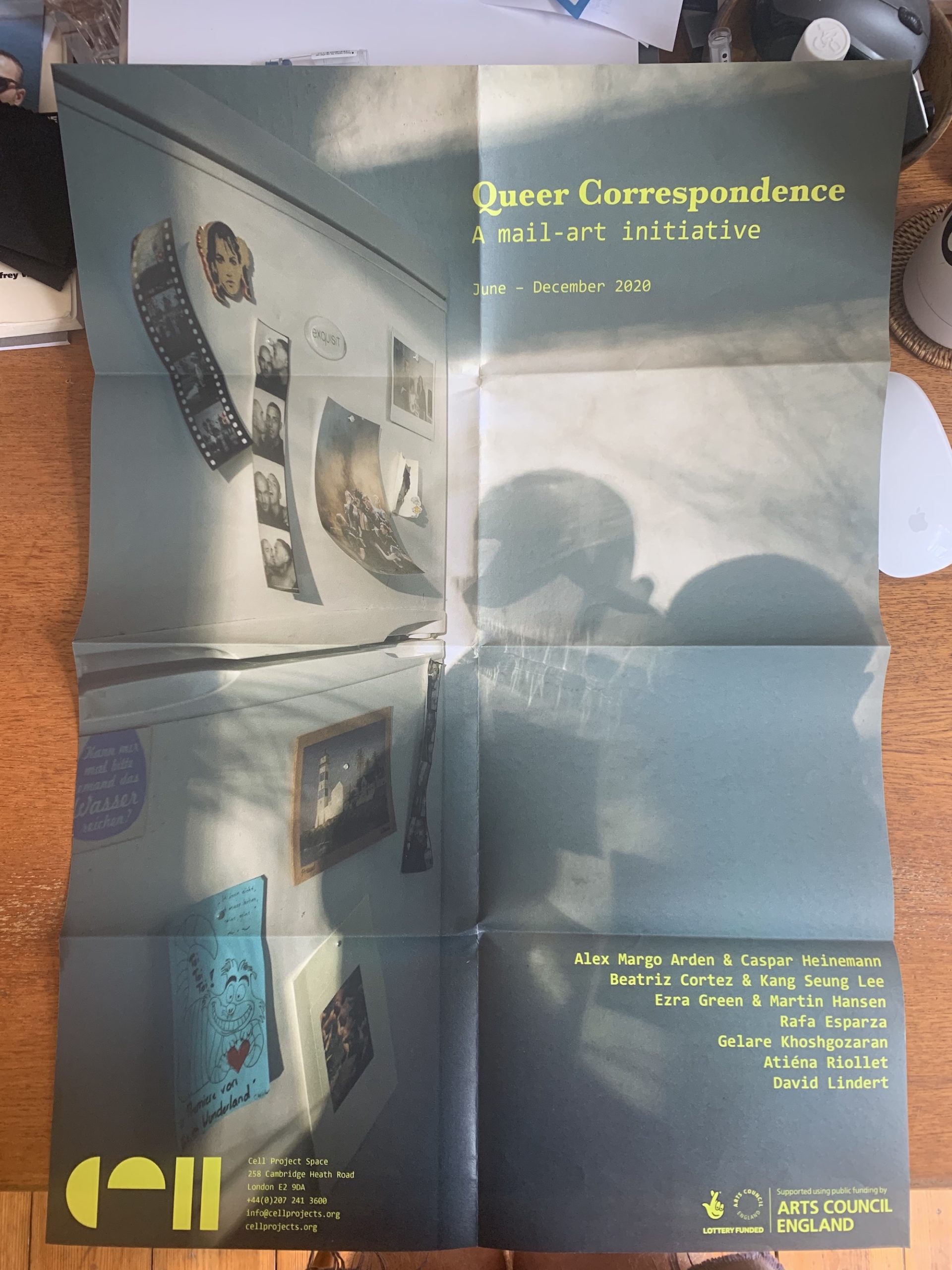 Queer Correspondence (poster), featuring Untitled (for Queer Correspondence), 2020, by David Lindert. Courtesy Cell Project Space