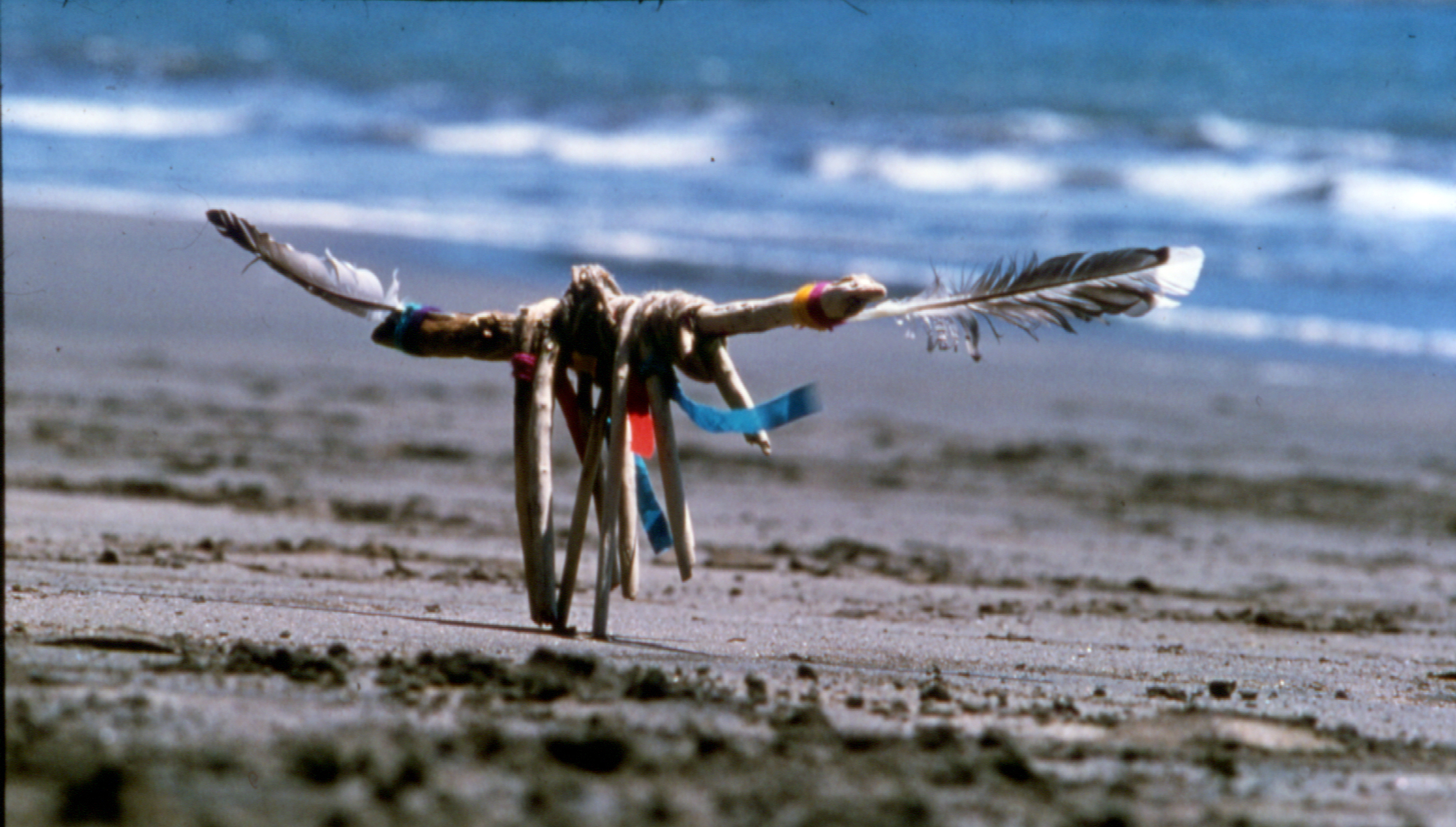 Cecilia Vicuña, Guadián, 1967. Site specific performance, mixed media. Con Cón, Chile. Courtesy the artist and Lehmann Maupin, New York, Hong Kong, and Seoul.