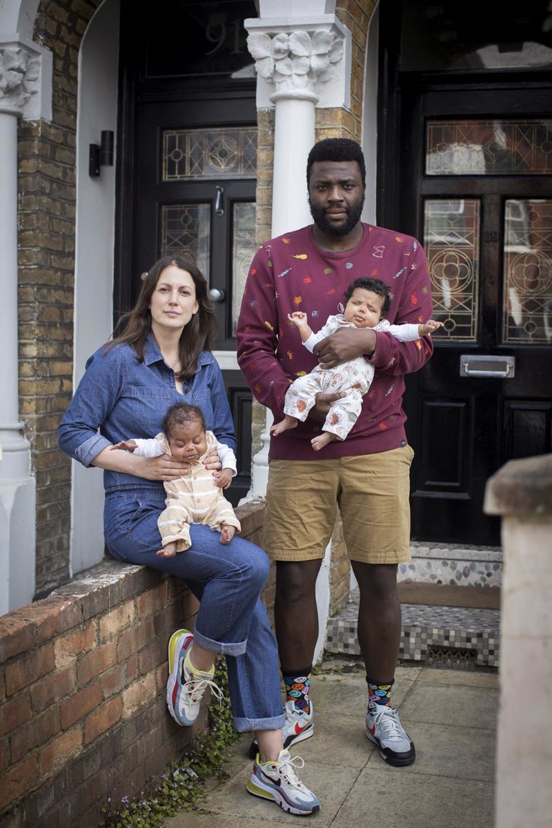 Emily deGroot and Rashid Ariori with twin babies Maya and Joshua