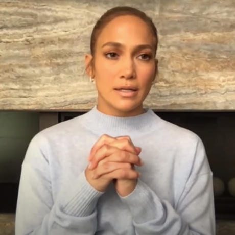 Jennifer Lopez live in conversation with Joe Biden on YouTube in October 2020