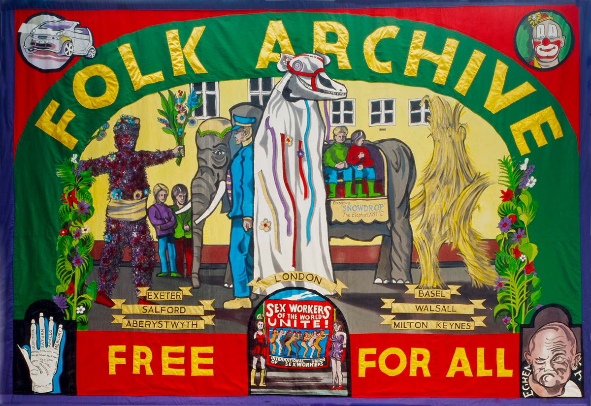 Jeremy Deller and Alan Kane, British Council Arts Folk Archive, 2005. Banner by Ed Hall