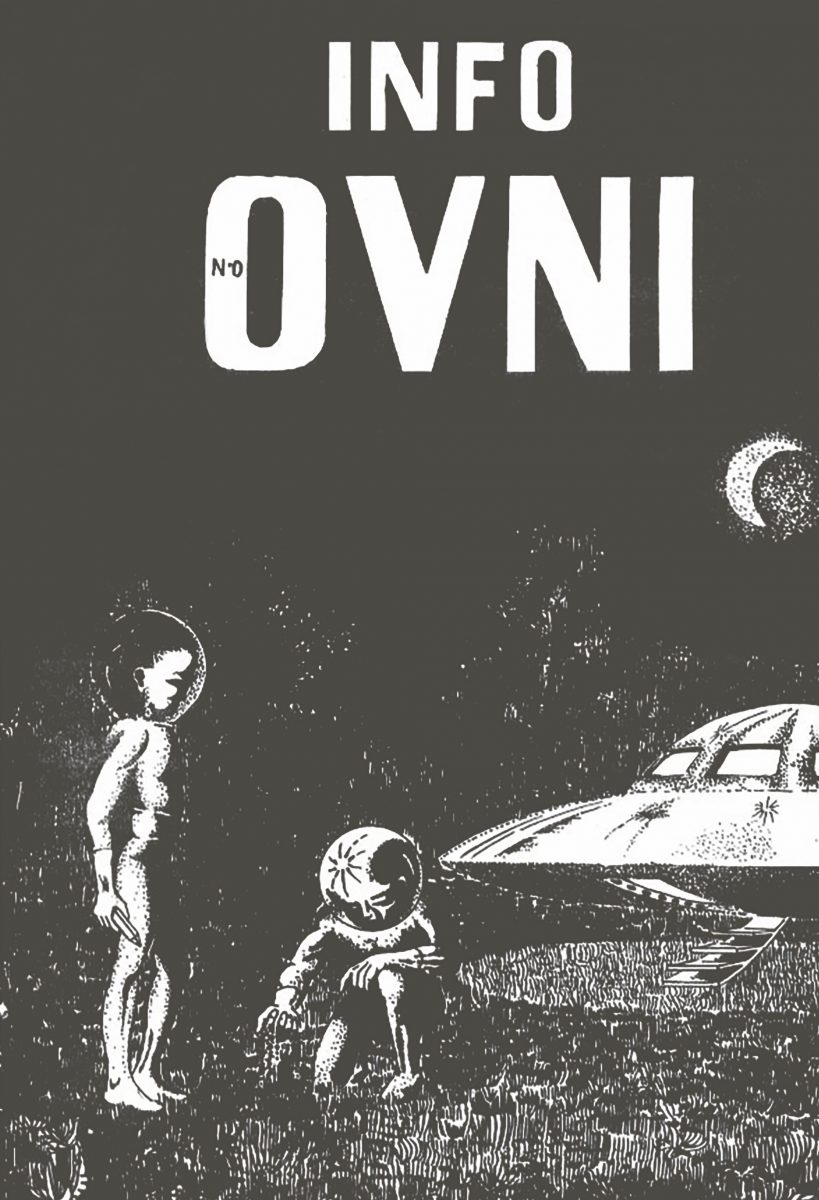 INFO OVNI (1975). The debut issue of the French UFO magazine INFO OVNI, 1975, depicts an alien visitation