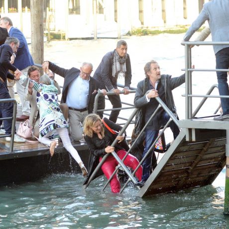 Visitors to the Venice Biennale fall into the canal, 2015 © Backgrid