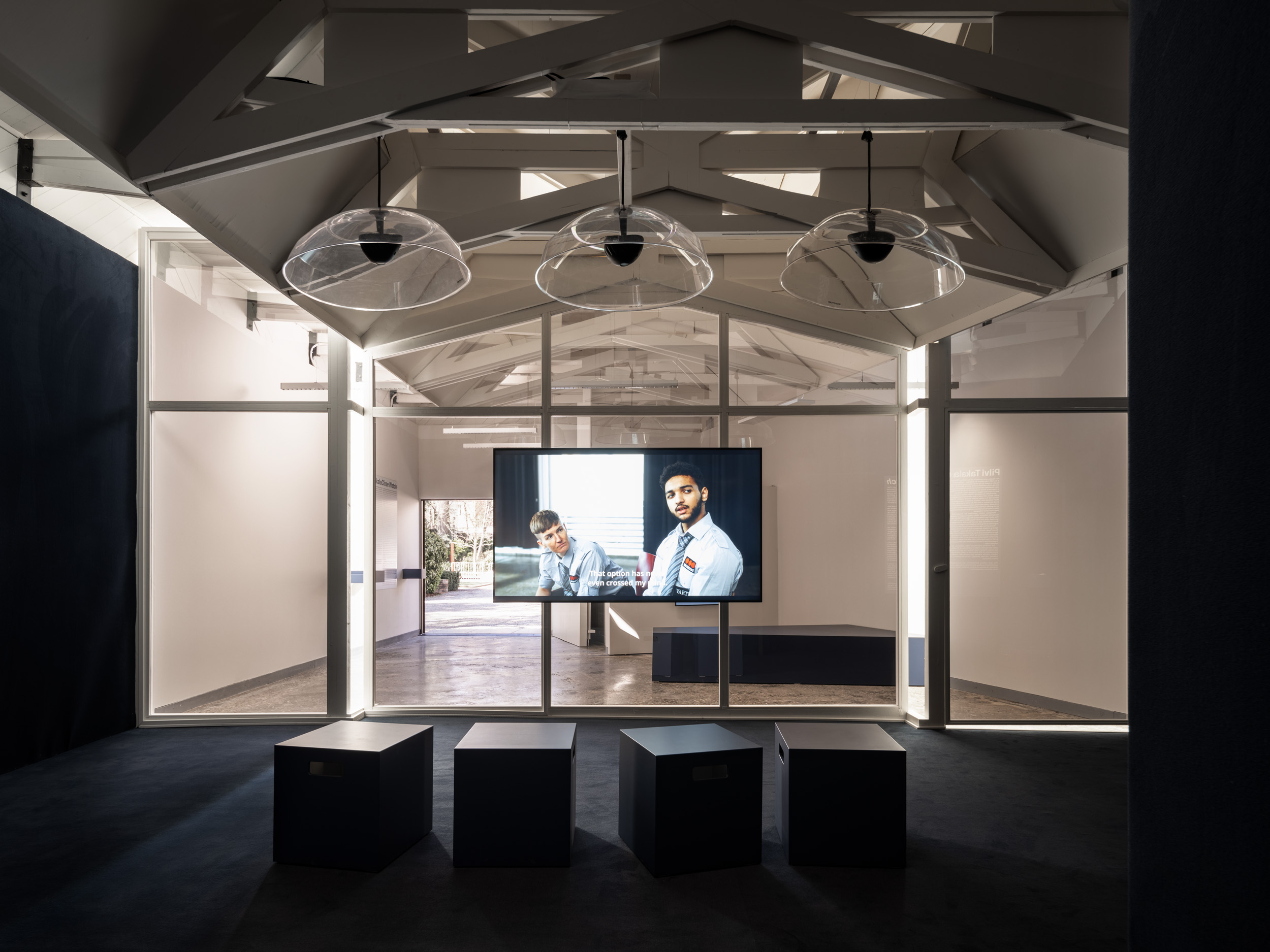 Pilvi Takala, Close Watch, 2022. Multi-channel video installation. Commissioned by Frame Contemporary Art Finland for the Pavilion of Finland at the 59th International Art Exhibition â€“ La Biennale di Venezia. Photo: Ugo Carmeni / Frame Contemporary Art Finland