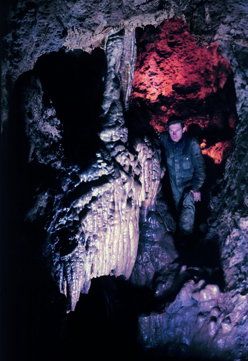 Herbert W. Franke’s historic 'selfie' in a cave from mid 50s. Copyright Archive Art Meets Science