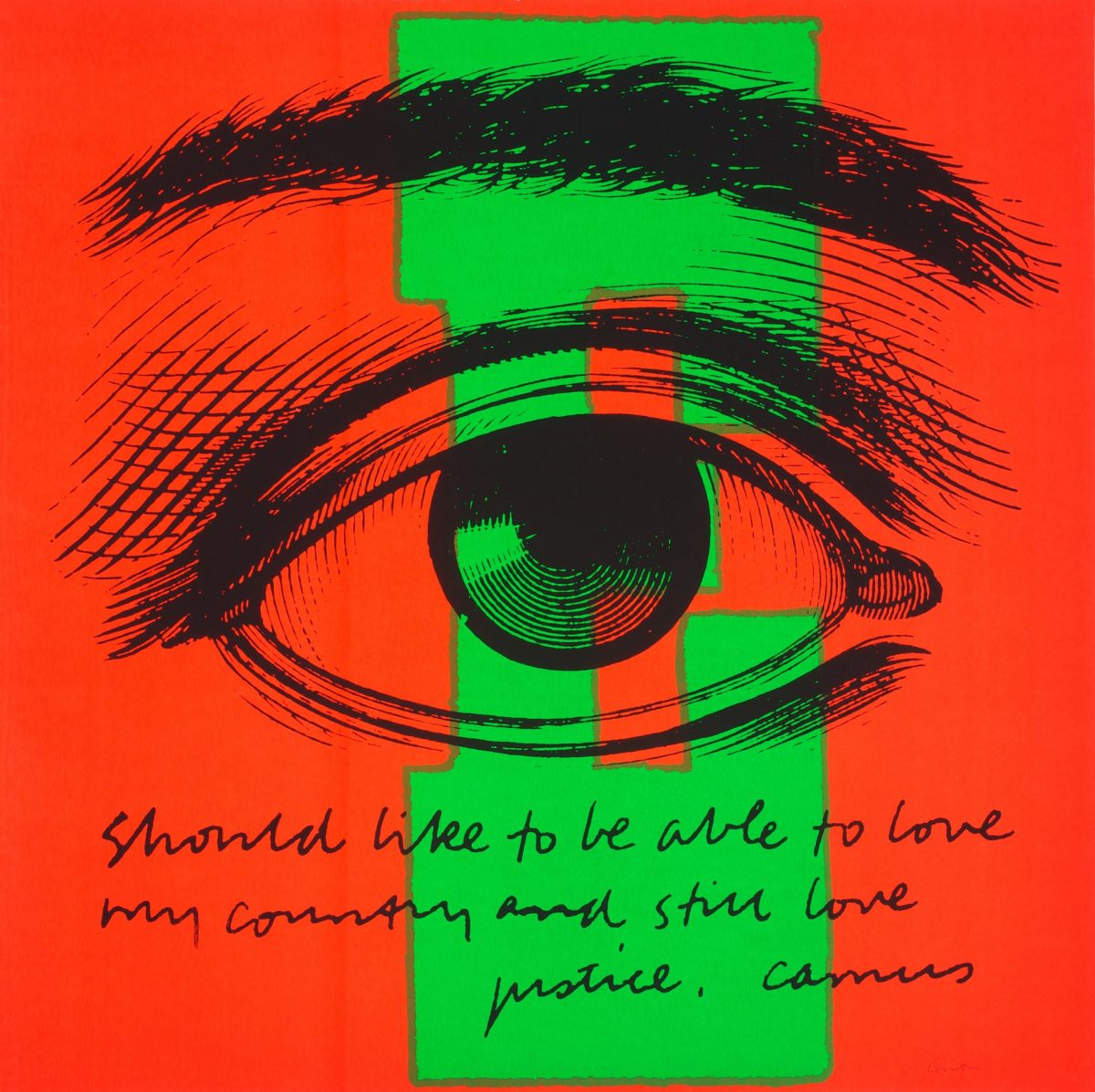 e eye love, 1968. Courtesy Corita Art Center, Los Angeles