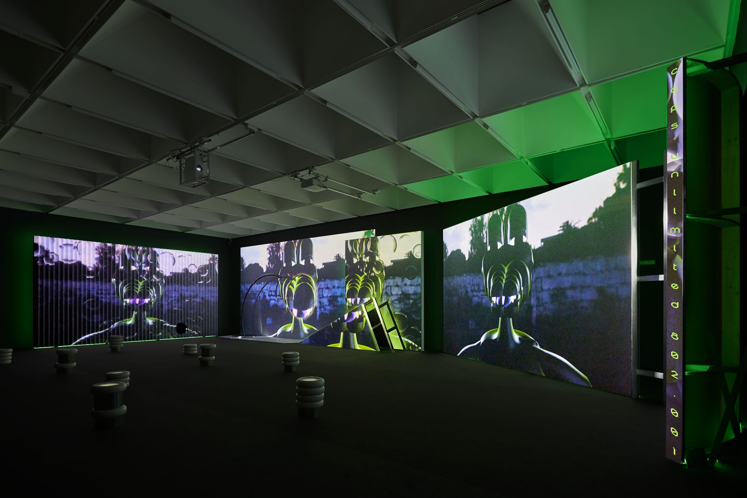 Installation view of Meriem Bennani's exhibition at Nottingham Contemporary