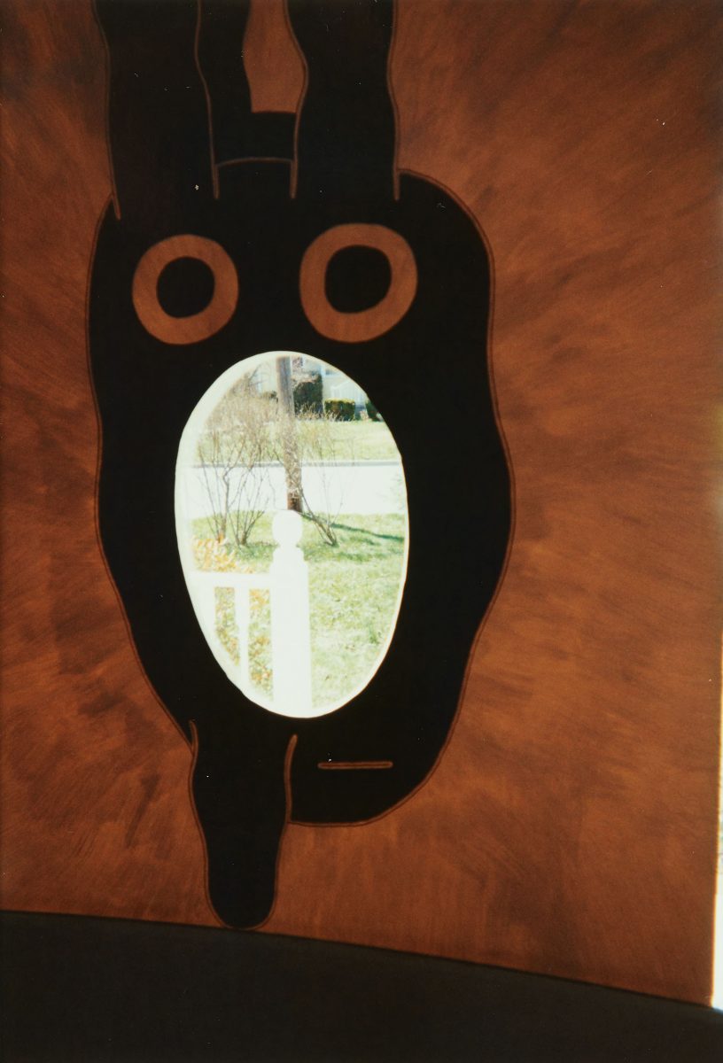 Cutout bunny and view of front yard, 19 April 1994