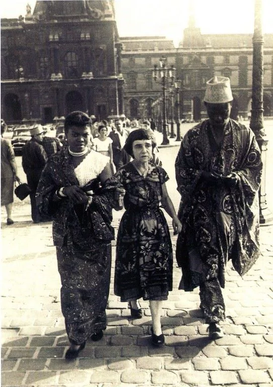#6 Madeleine Rousseau with two friends, in front of the Musée du Louvre, Paris, 1954