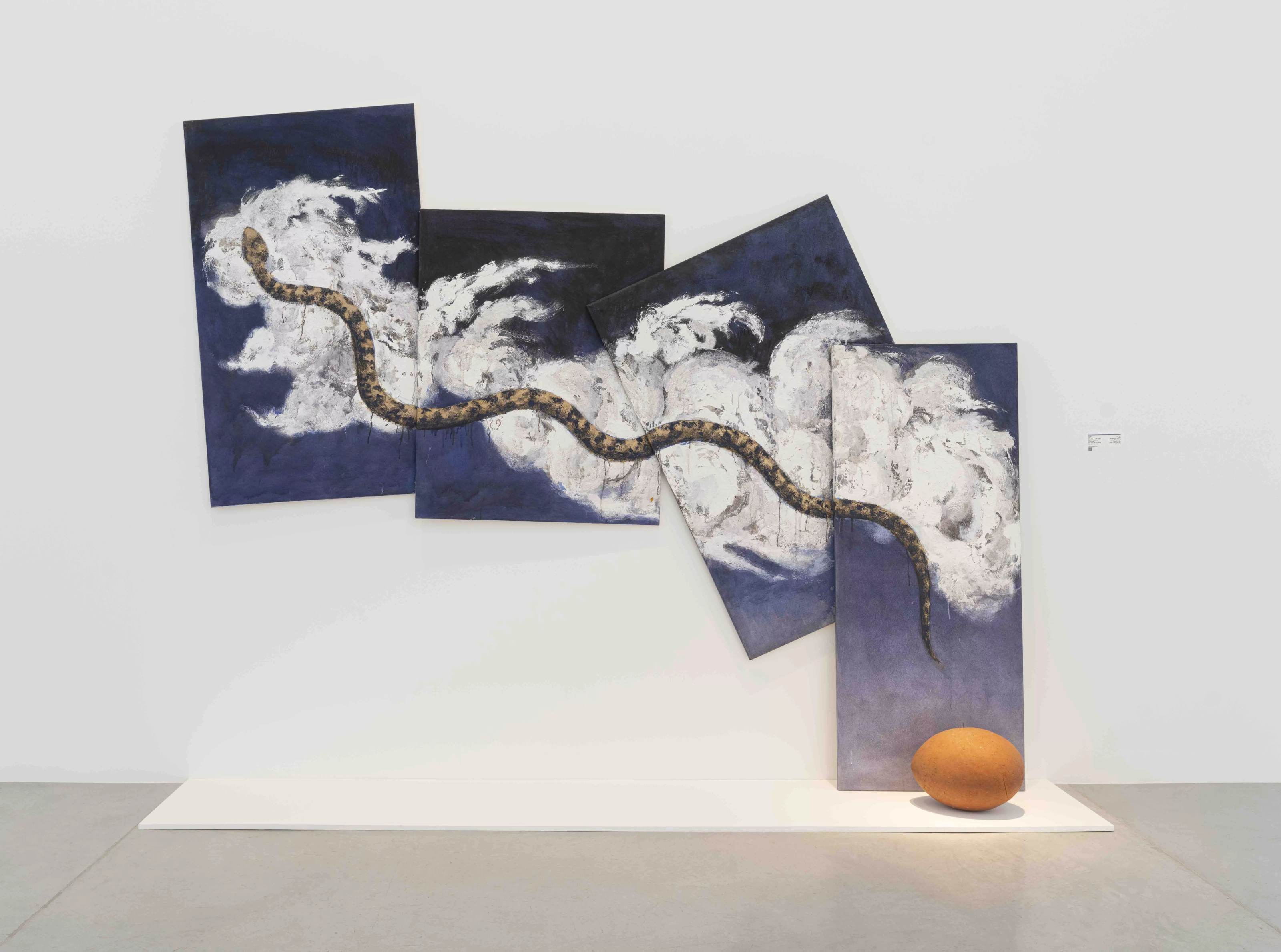 7. Gavin Jantjes Untitled 1989 Acrylic on four canvases and ceramic egg 300 x 304 x 56 cm Photo. Ann Purkis Image courtesy the artist © Gavin Jantes, licensed by DACS