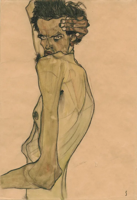 9.-Egon-Schiele-Self-Portrait-with-Arm-Twisted-above-Head-1910-copy