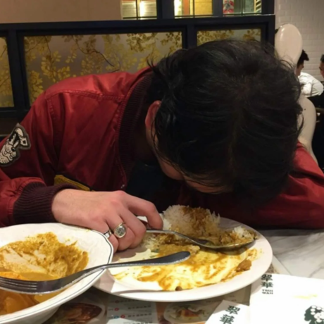 Cary passed out in curry (1)