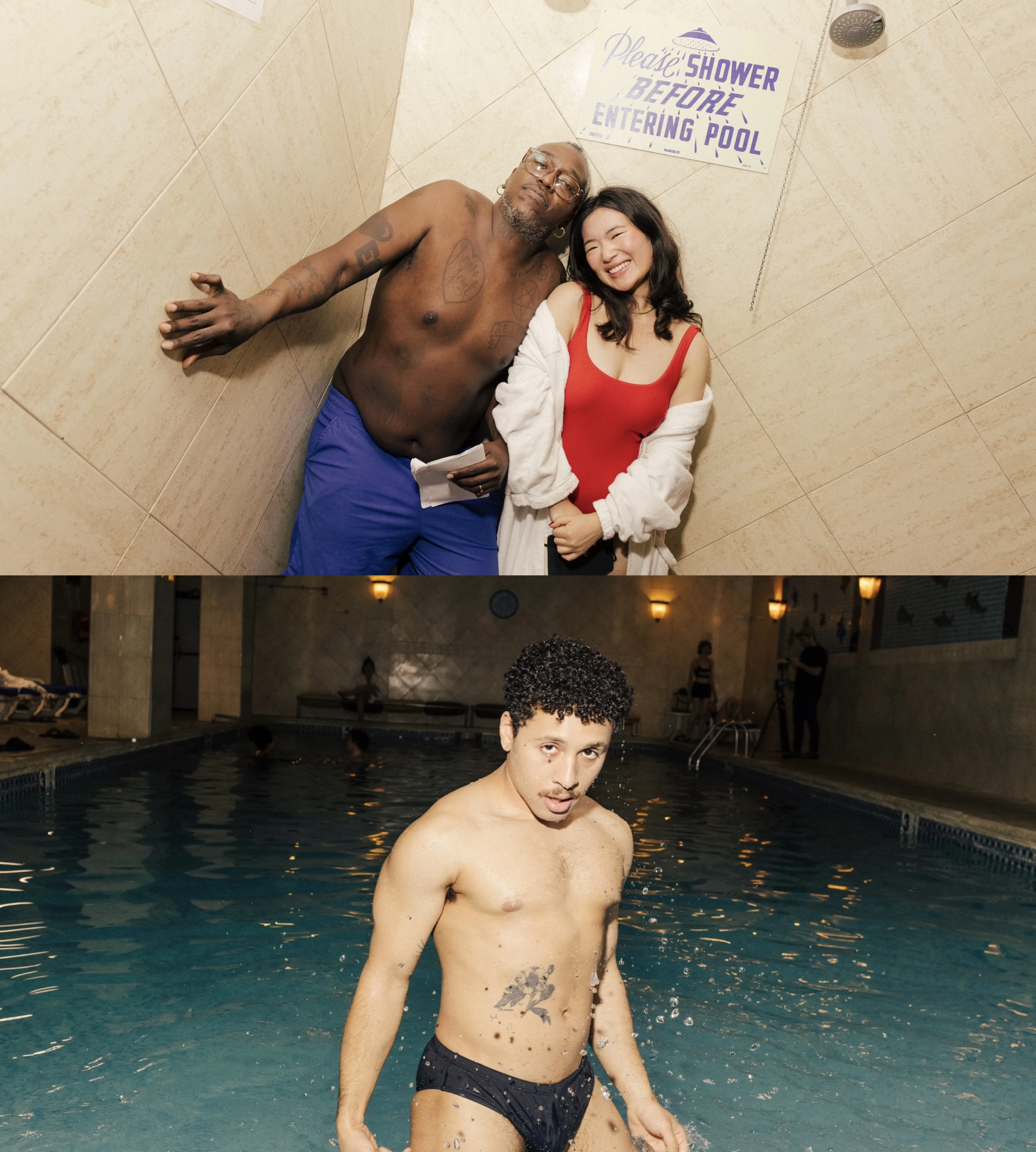 Readers Brontesz Purnell, Sherry Ning, and Jaboukie pose at Wall Street Bath & Spa 88