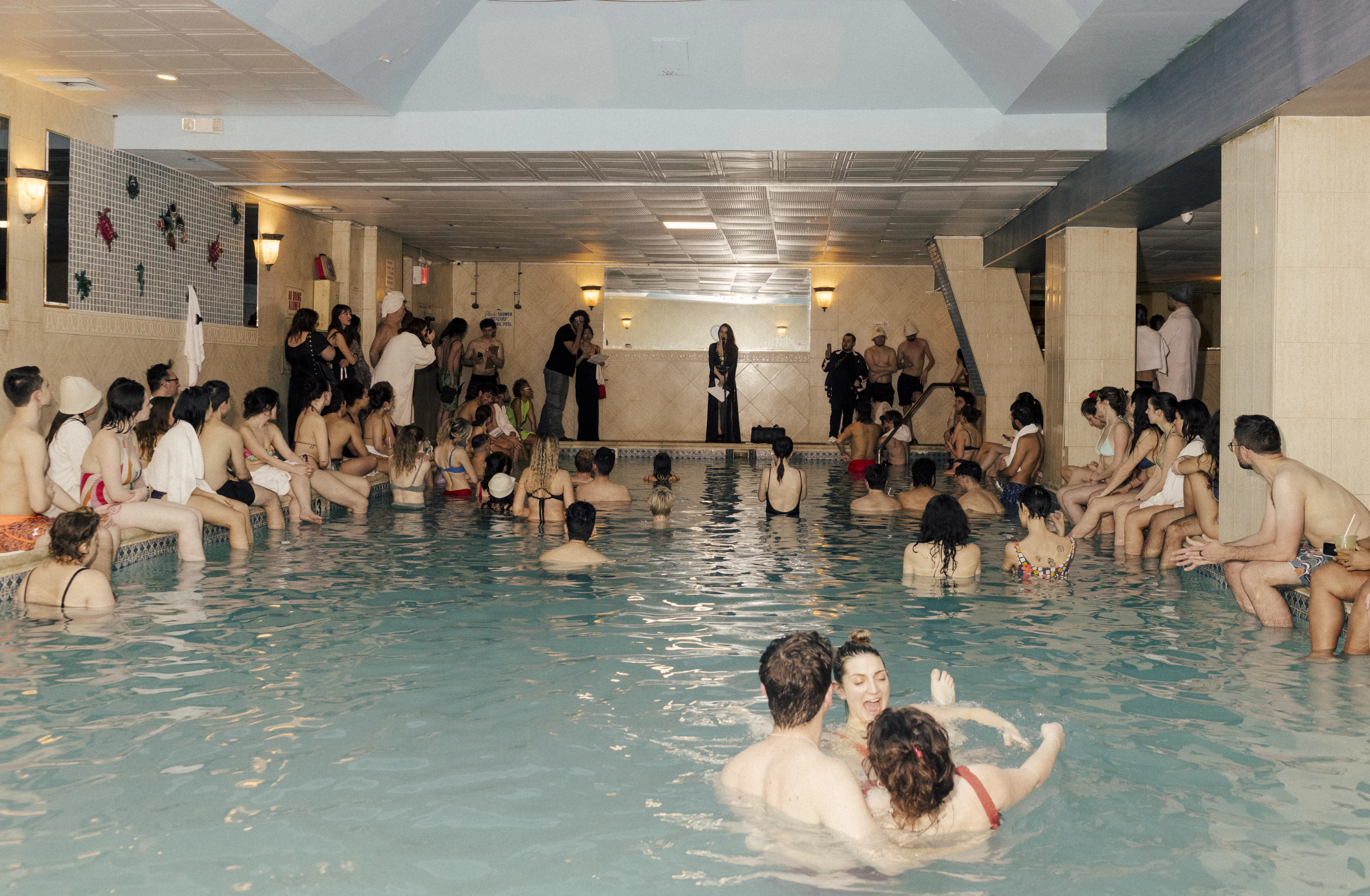 The scene in the main pool area during the slate of performances