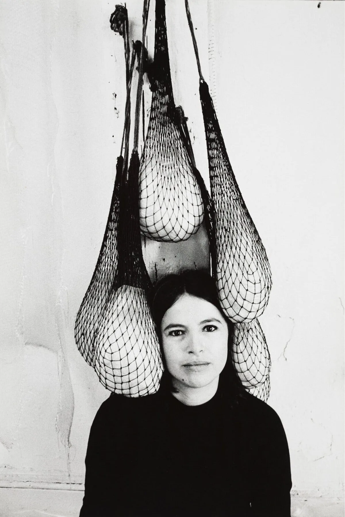 1. Eva Hesse with her sculpture Untitled or Not Yet